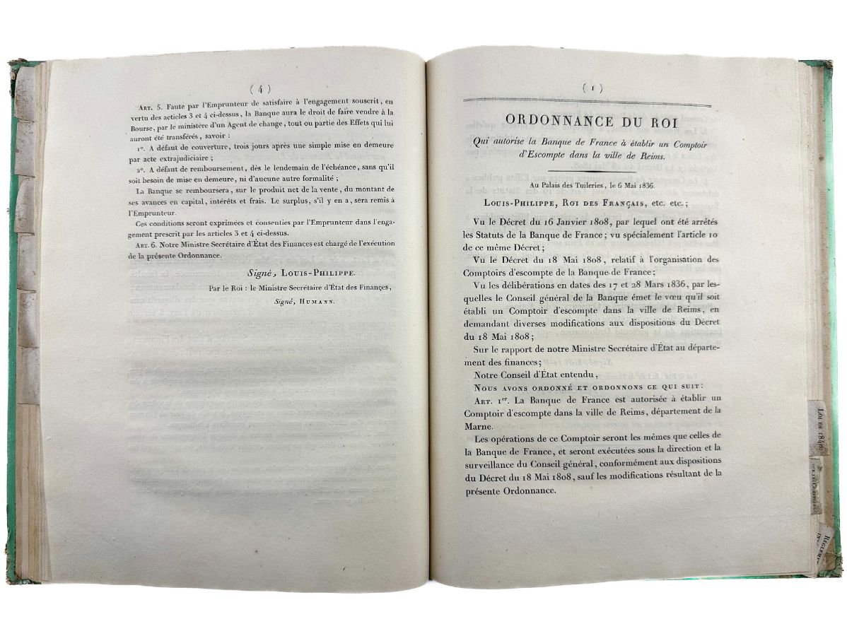 Banque de France – Lois, Statuts et Réglements An VIIII à 1849