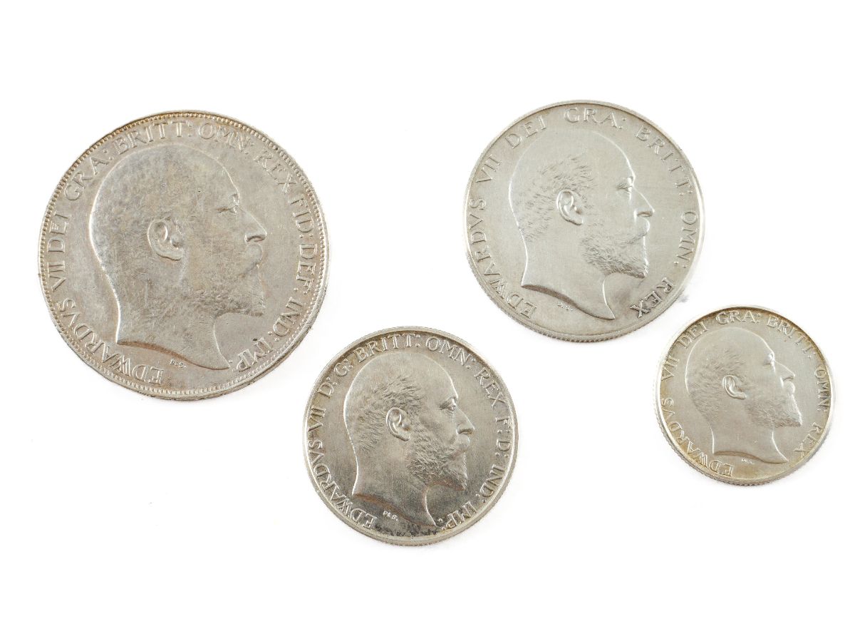 4 Moedas inglesas em prata de 925 milésimas