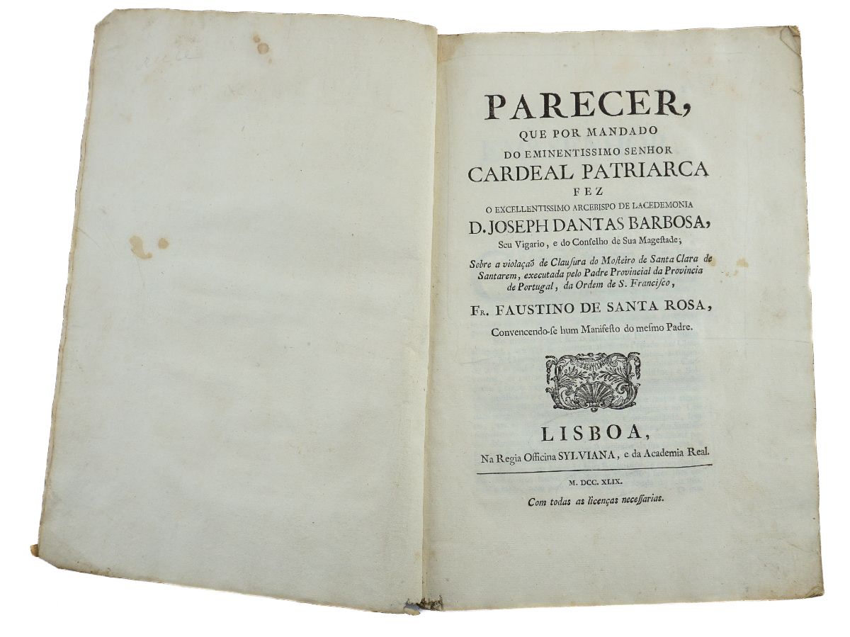 Parecer sobre a violação de clausura do Mosteiro de Santa Clara de Santarem (1749)