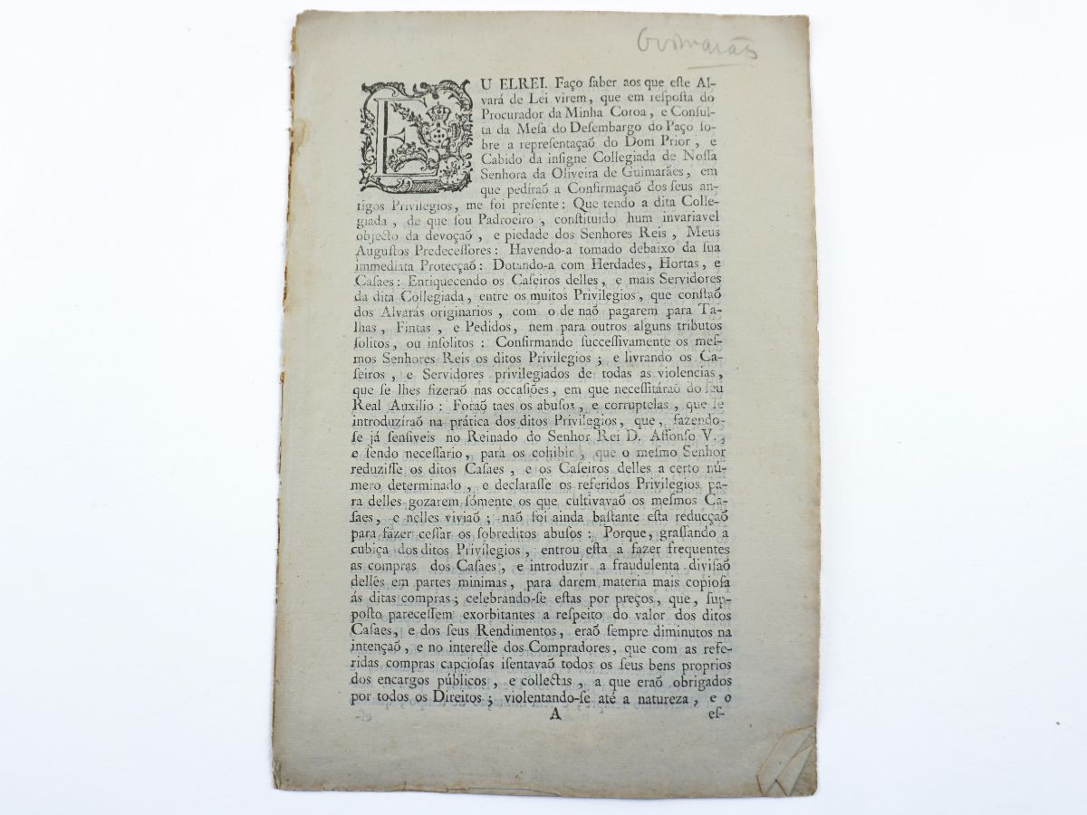 Alvará – Guimarães (1768)