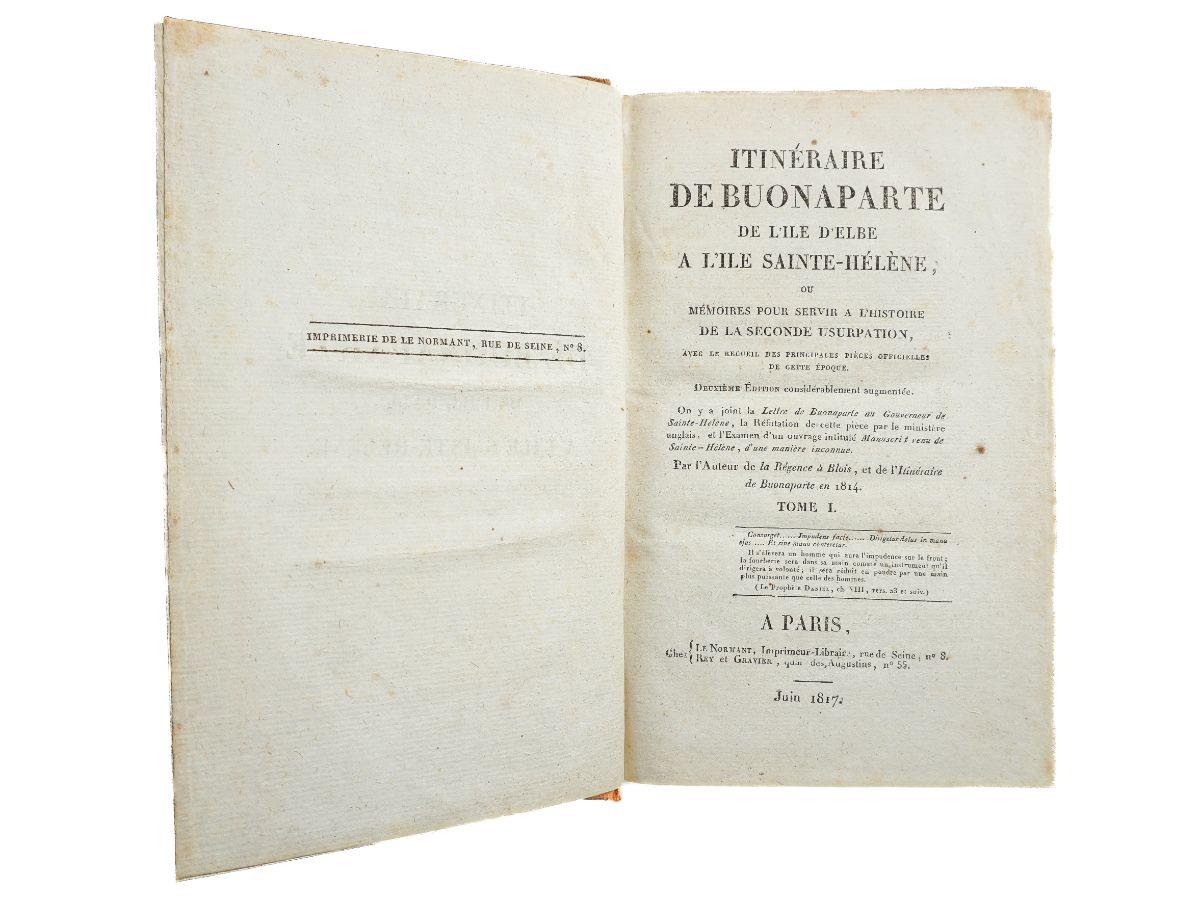 Itinéraire de Buonaparte, de l'île d'Elbe à l'île Sainte-Hélène (1817)