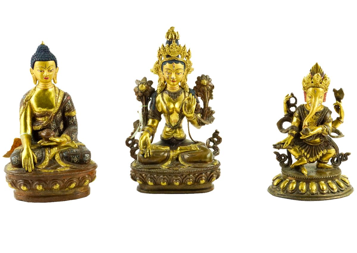 3 Esculturas em bronze da Tailândia