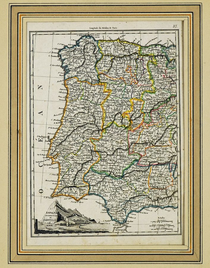 Mapa da Espanha Ocidental e de Portugal