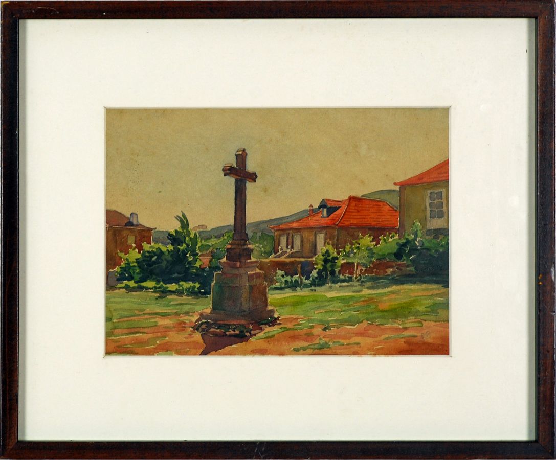 Trecho de aldeia com crucifixo