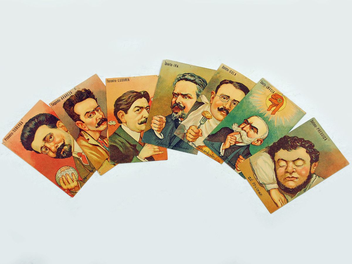 7 Postais Antigos sobre os 7 Pecados Capitais