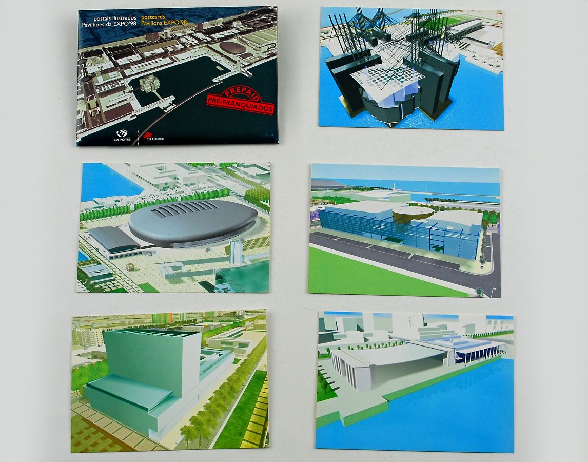 Bolsa com 5 postais ilustrados Expo 98
