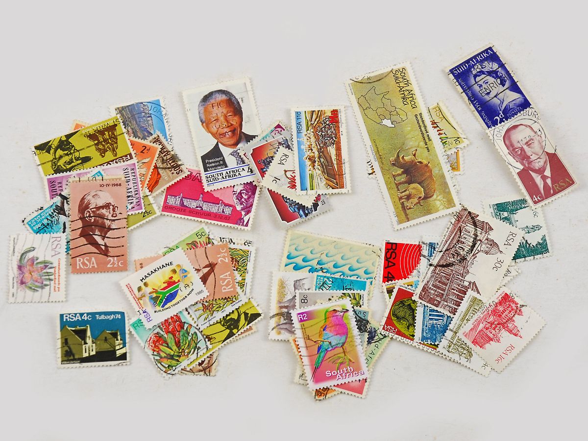 Conjunto de selos de vários países