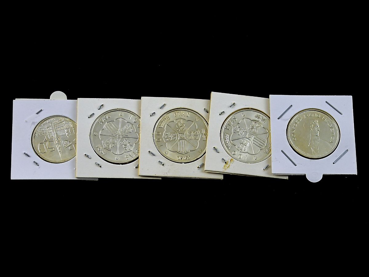 Conjunto de 5 moedas em prata