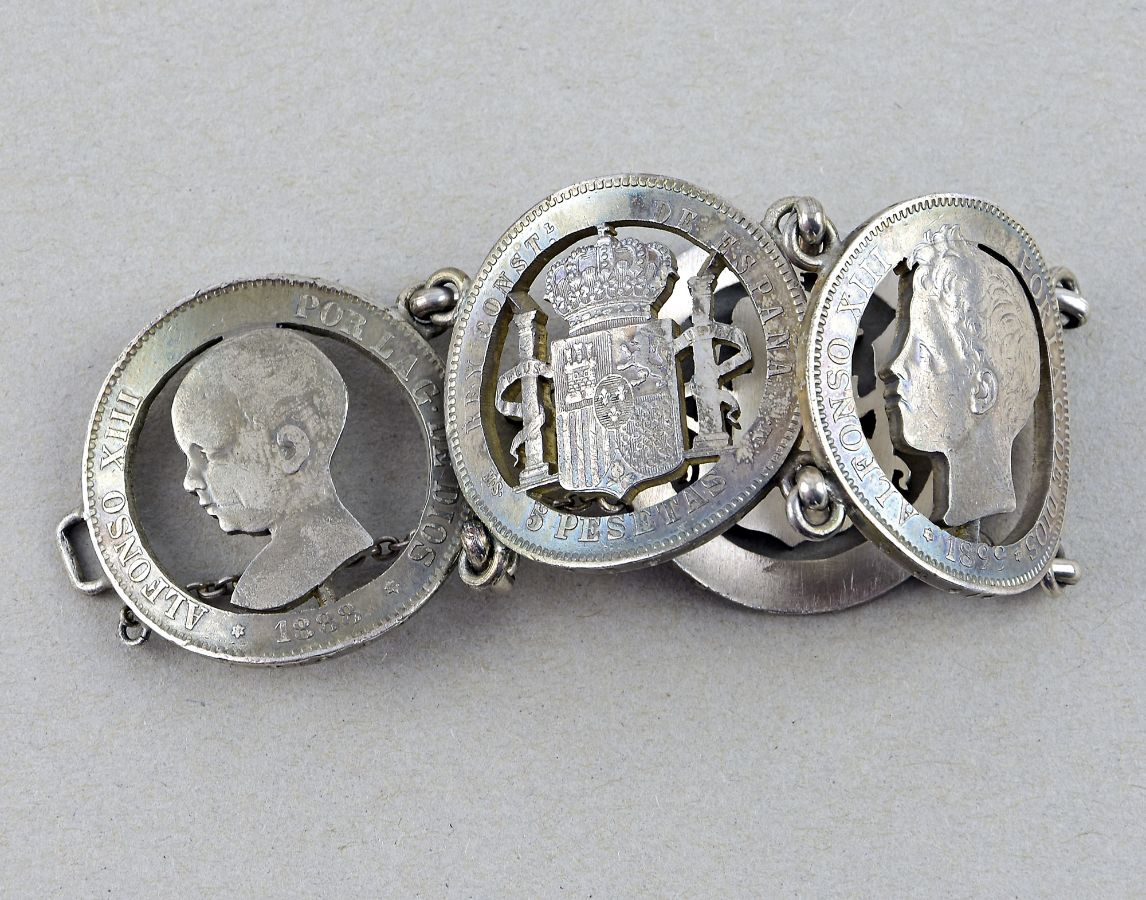 Pulseira constítuida por 4 moedas de 5 Pesetas