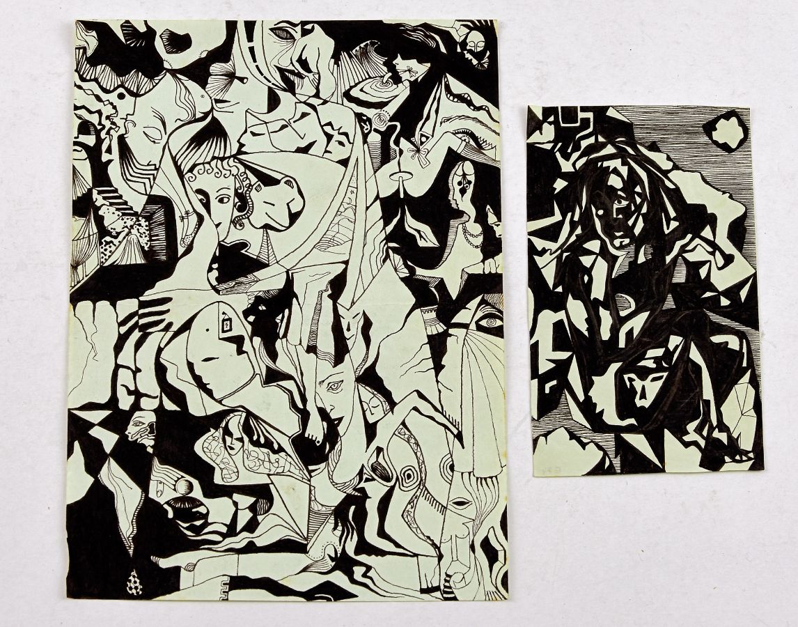 2 Desenhos a tinta da china
