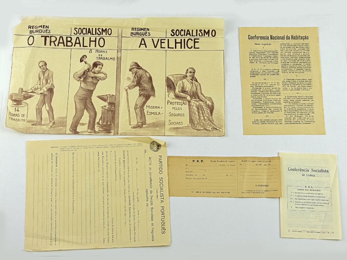 Conjunto de 5 documentos referentes ao Partido Socialista Português Datavéis do 1º Quartel do séc. XX