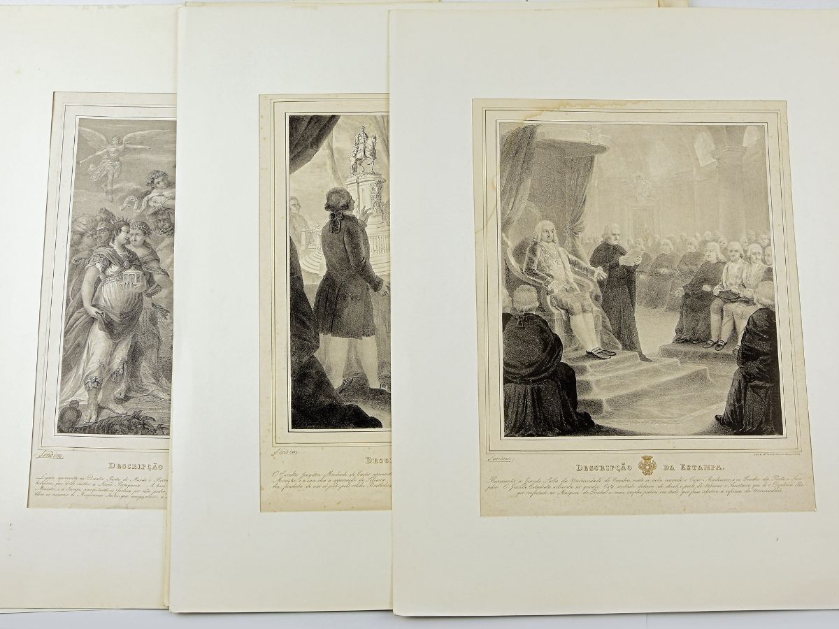 Conjunto de 6 litografias ligadas ao Marquês de Pombal