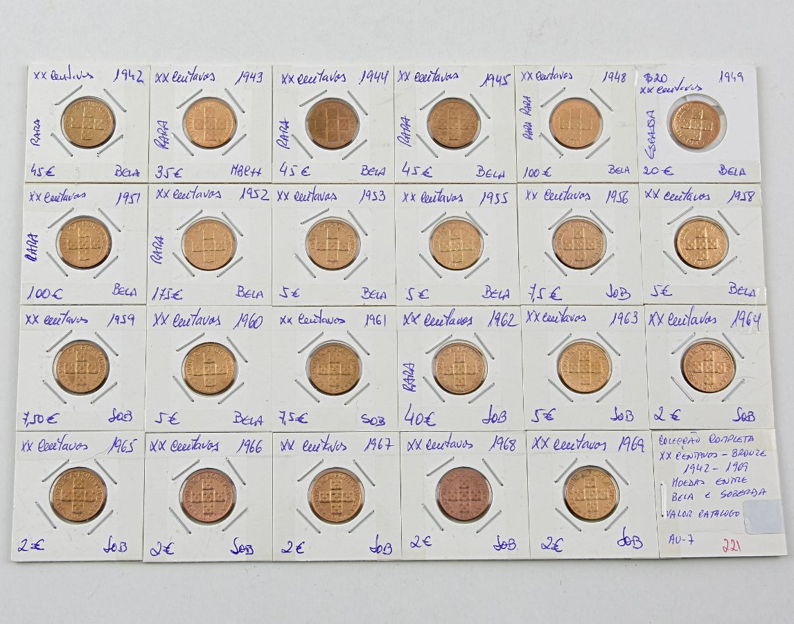 Colecção completa de moedas de 20 Centavos