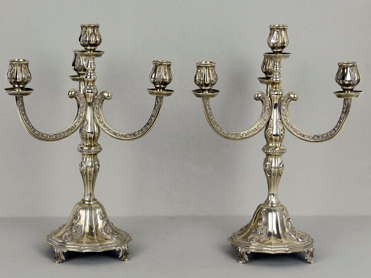 Par de Candelabros de 4 lumes