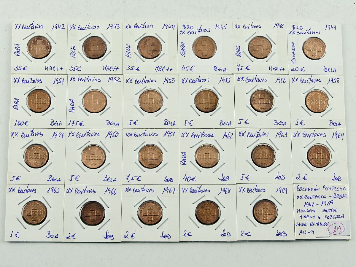 Colecção completa de moedas de XX Centavos