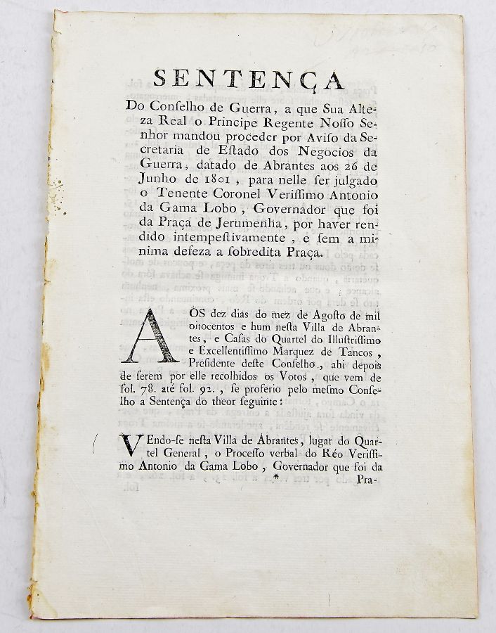 Condenações à morte do Governardor de Jerumenha 1801