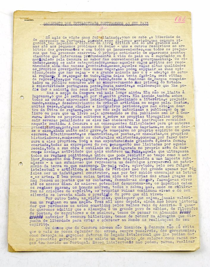 Manifesto de Intelectuais contra a Censura e o Estado Novo