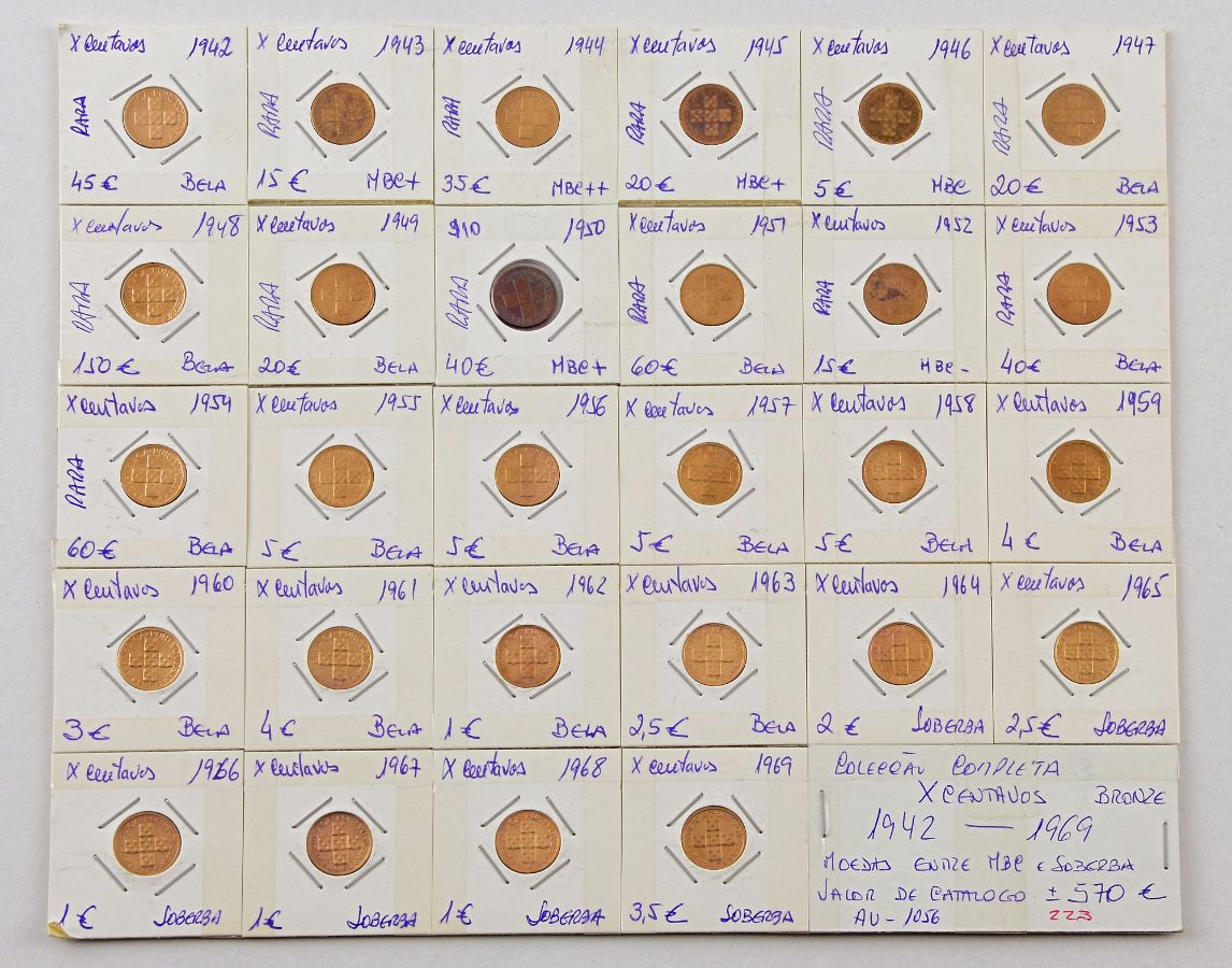 Colecção completa de moedas de X centavos