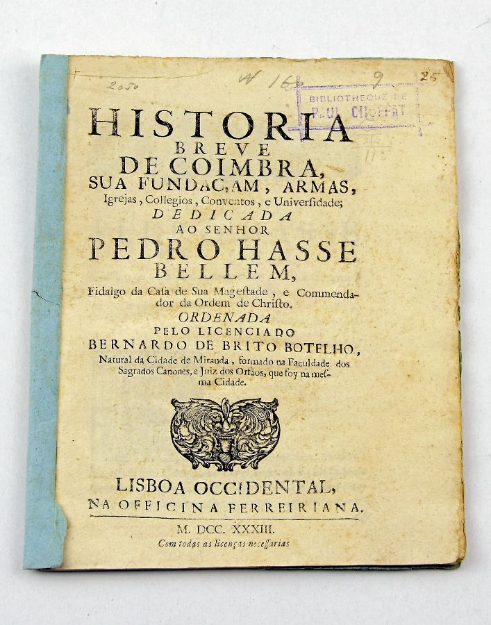 História de Coimbra -1733.