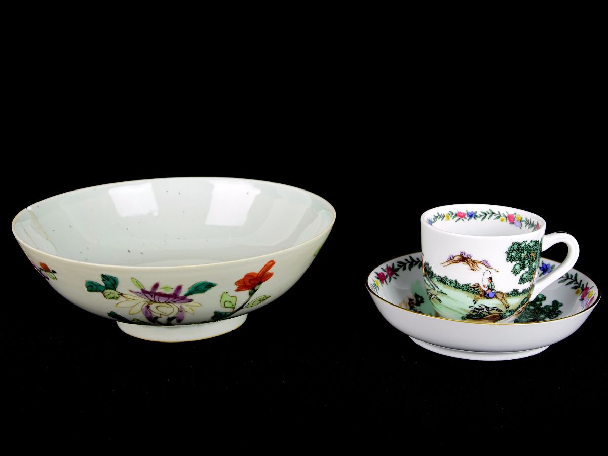 Lote de 4 peças de porcelana