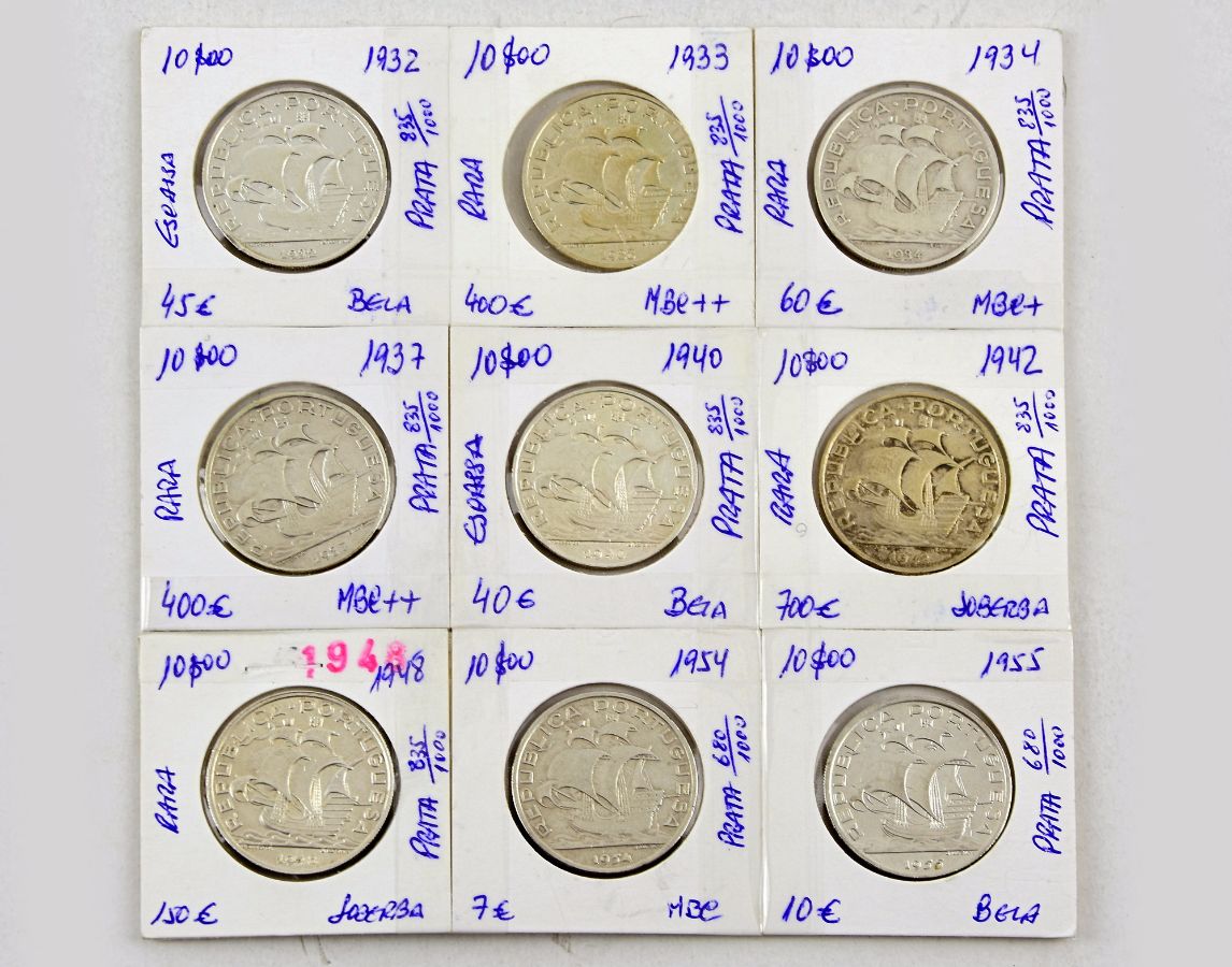 Raríssima colecção completa de moedas de 10$00