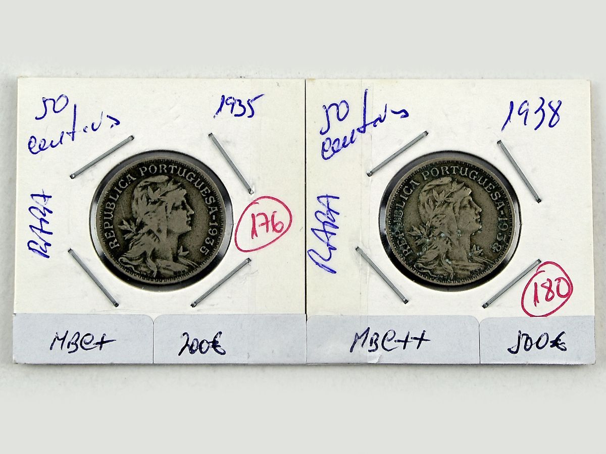 Conjunto de 2 moedas raras de 50 centávos 