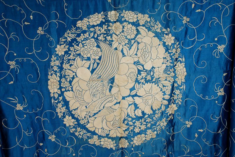 Colcha em seda azul oriental