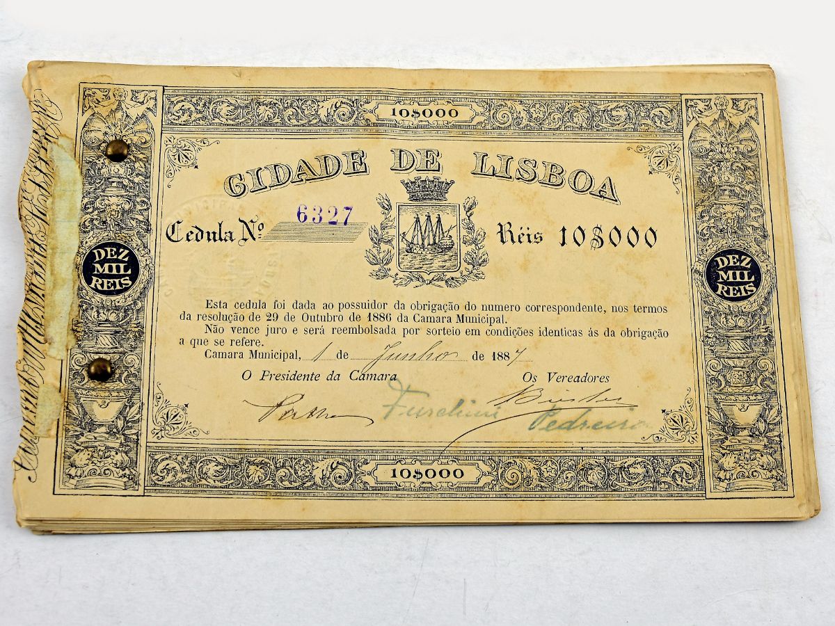 20 Cédulas de 10 000 Reis da Cidade de Lisboa