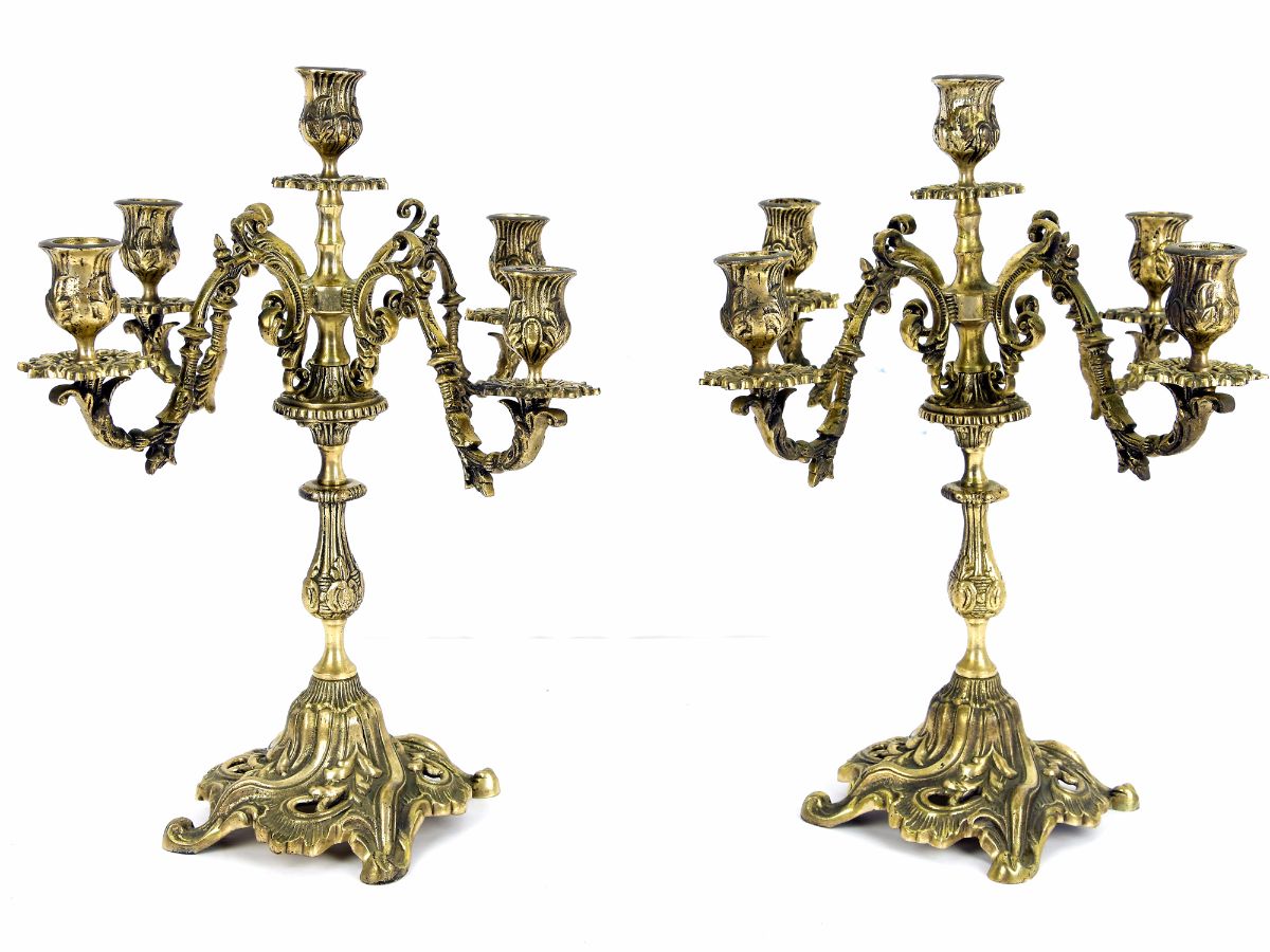 Par de Candelabros de cinco lumes