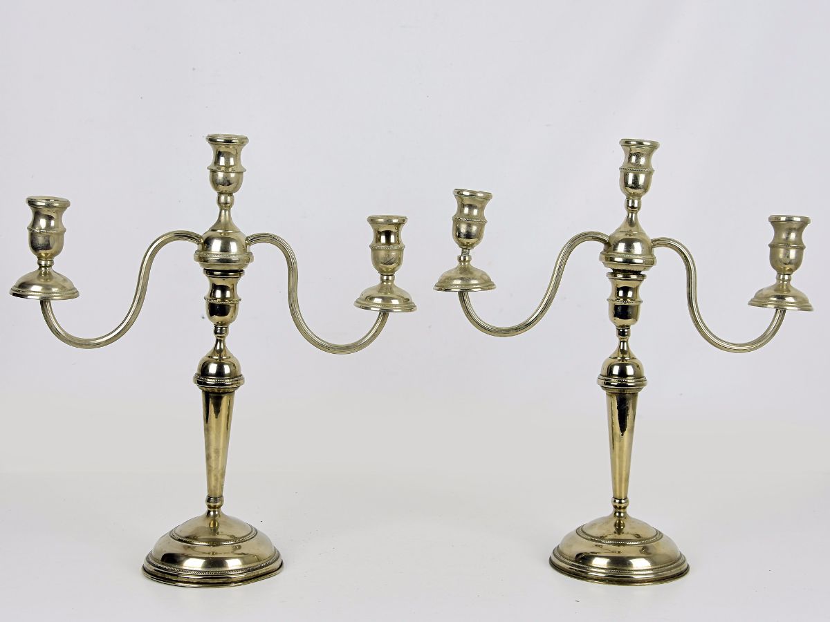 Par de candelabros de 3 lumes