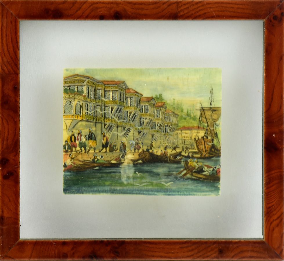 Pintura miniatura sobre placa em osso