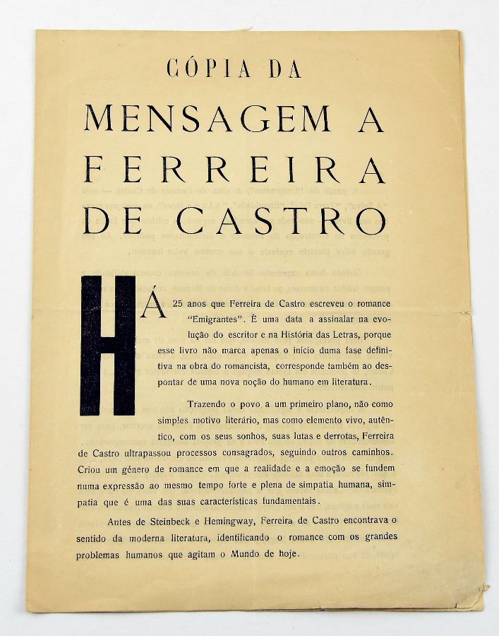 Ferreira de Castro, saudação (1953)