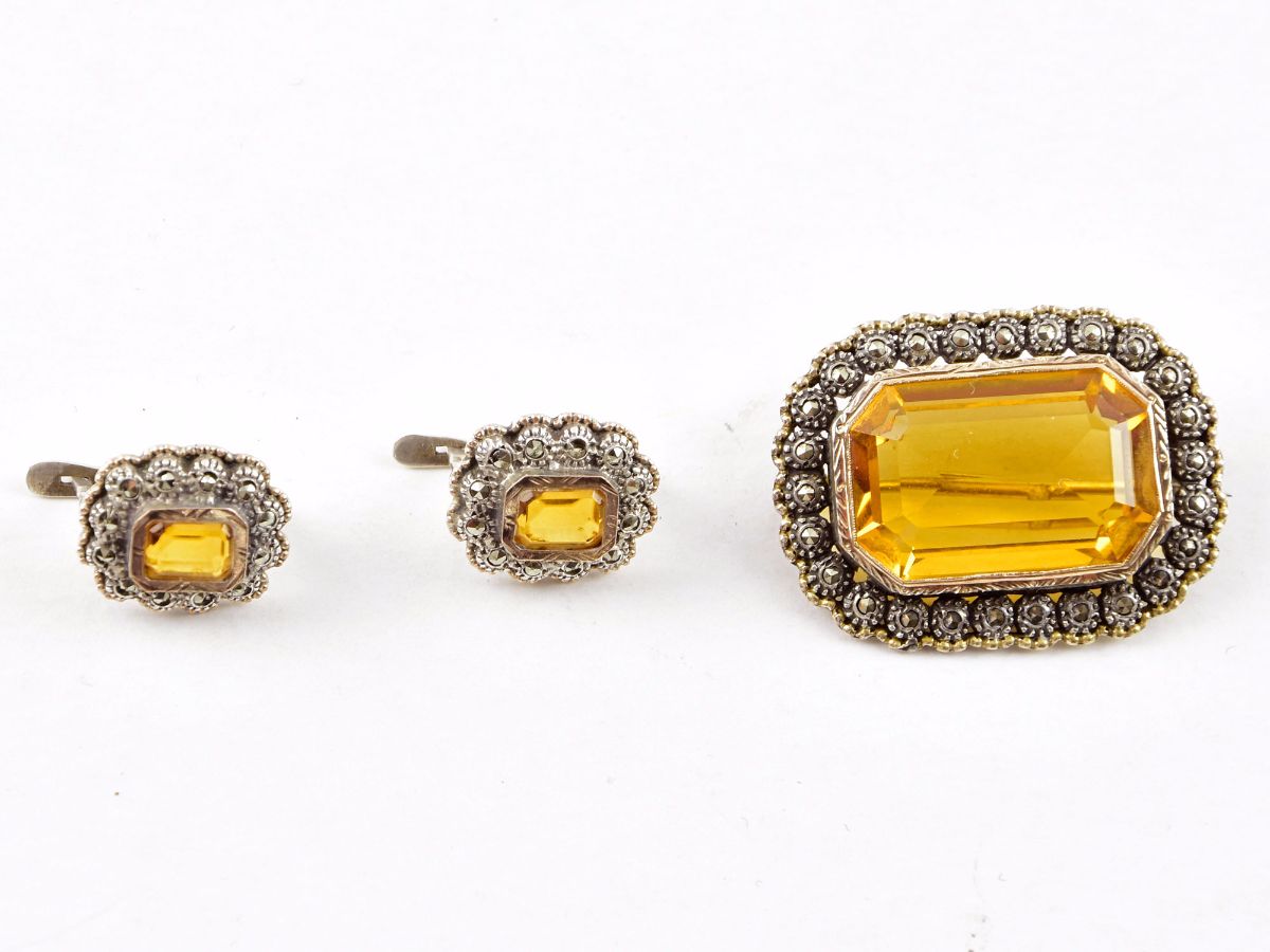 Conjunto de alfinete e brincos