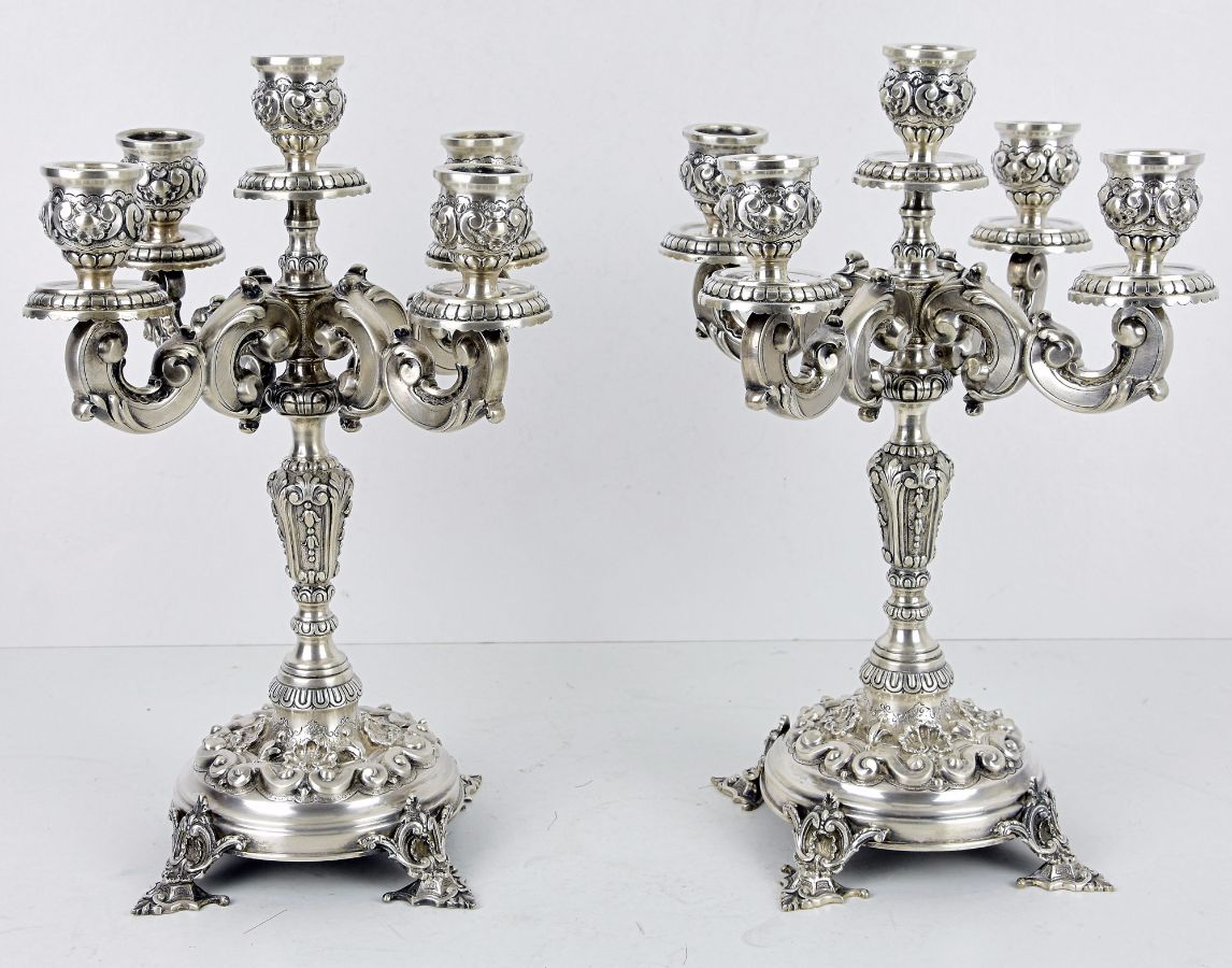 Par de Candelabros de 5 lumes