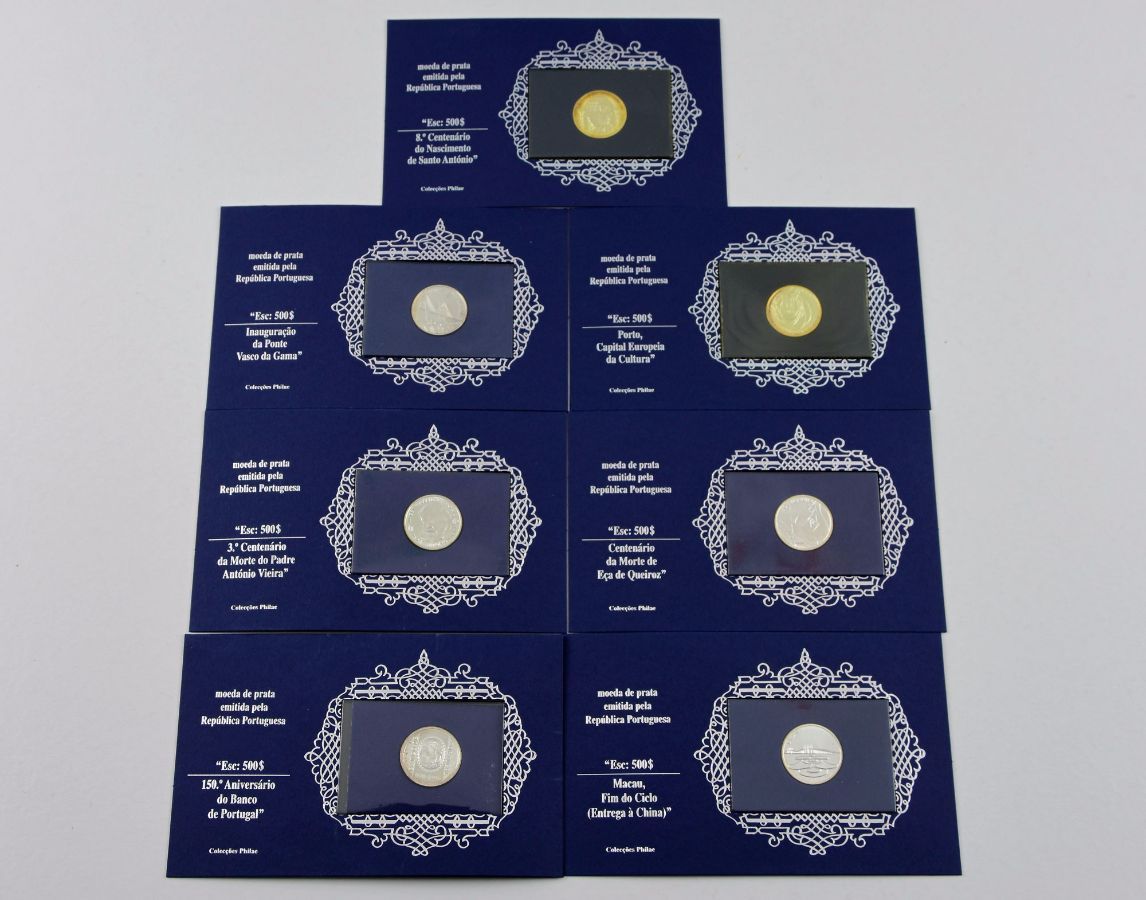 7 Moedas Portuguesas de 500 Escudos