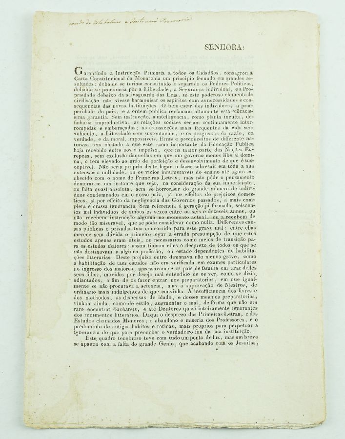 Instrução Primária – Reforma de Rodrigo da Fonseca Magalhães (1835)