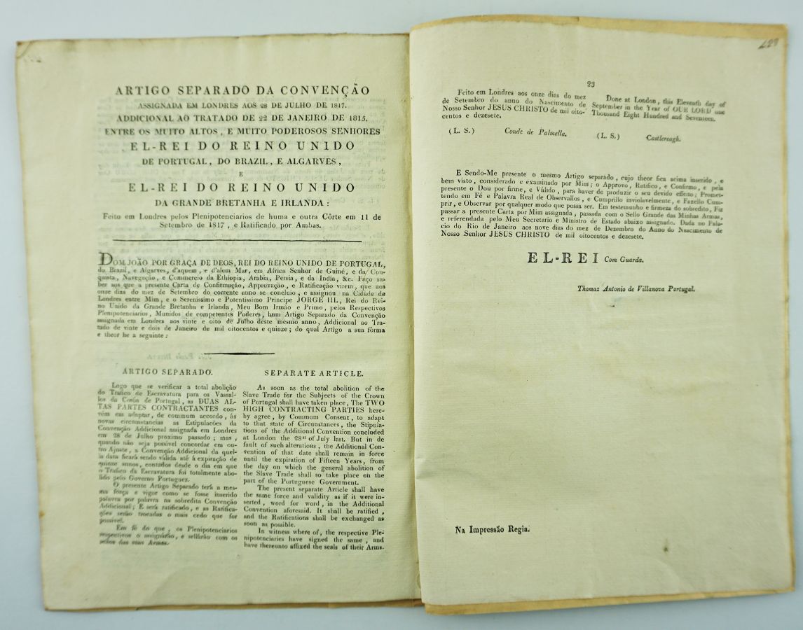 Abolição da escravatura – rara edição brasileira (1815)