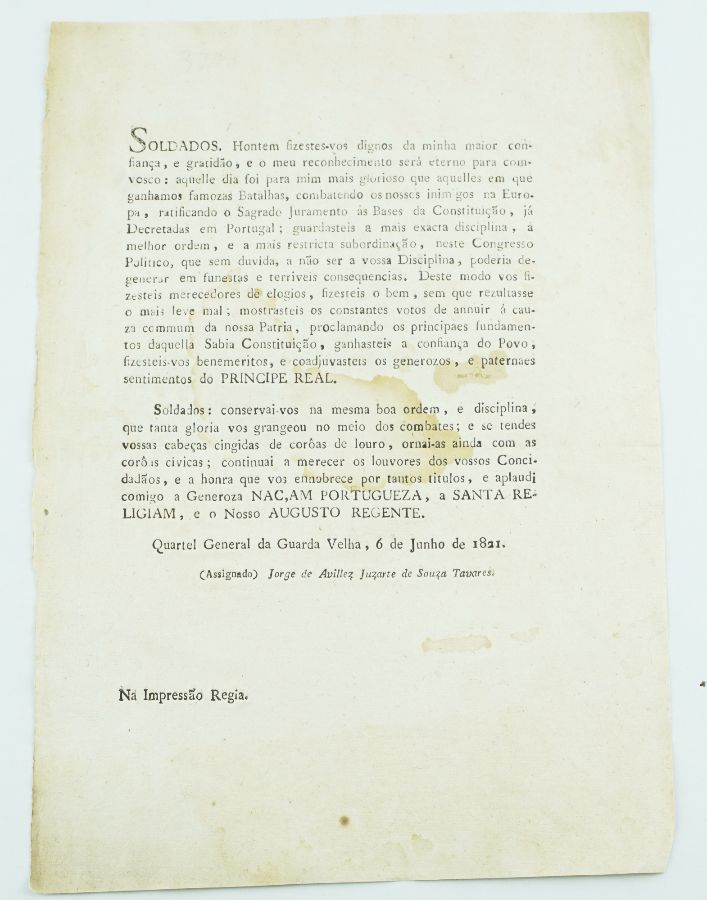Raro impresso no Brasil (1821)