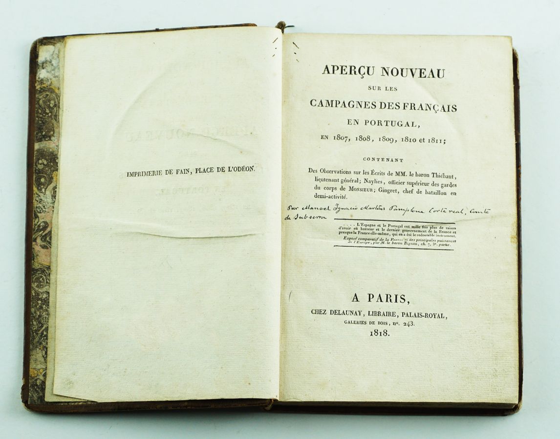 Raro livro do general Pamplona sobre a Guerra Peninsular (1818)