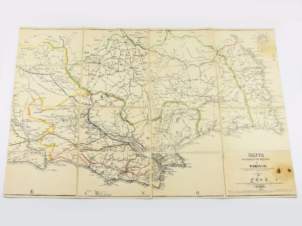 MAPA DAS ESTRADAS E VIAS MILITARES DE PORTUGAL. 1847.