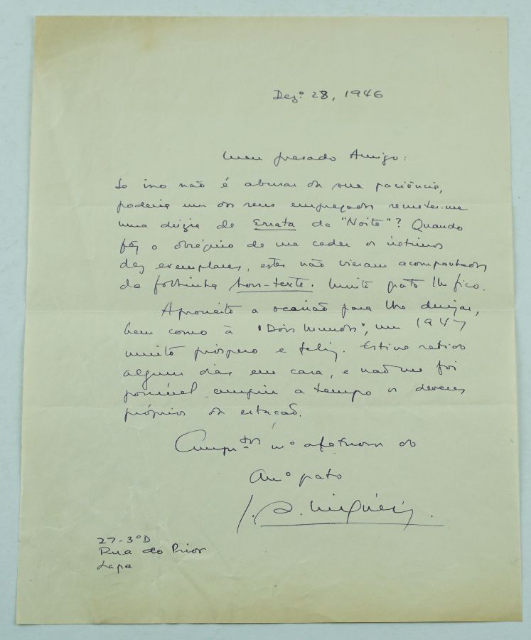 Manuscrito José Rodrigues Migueis