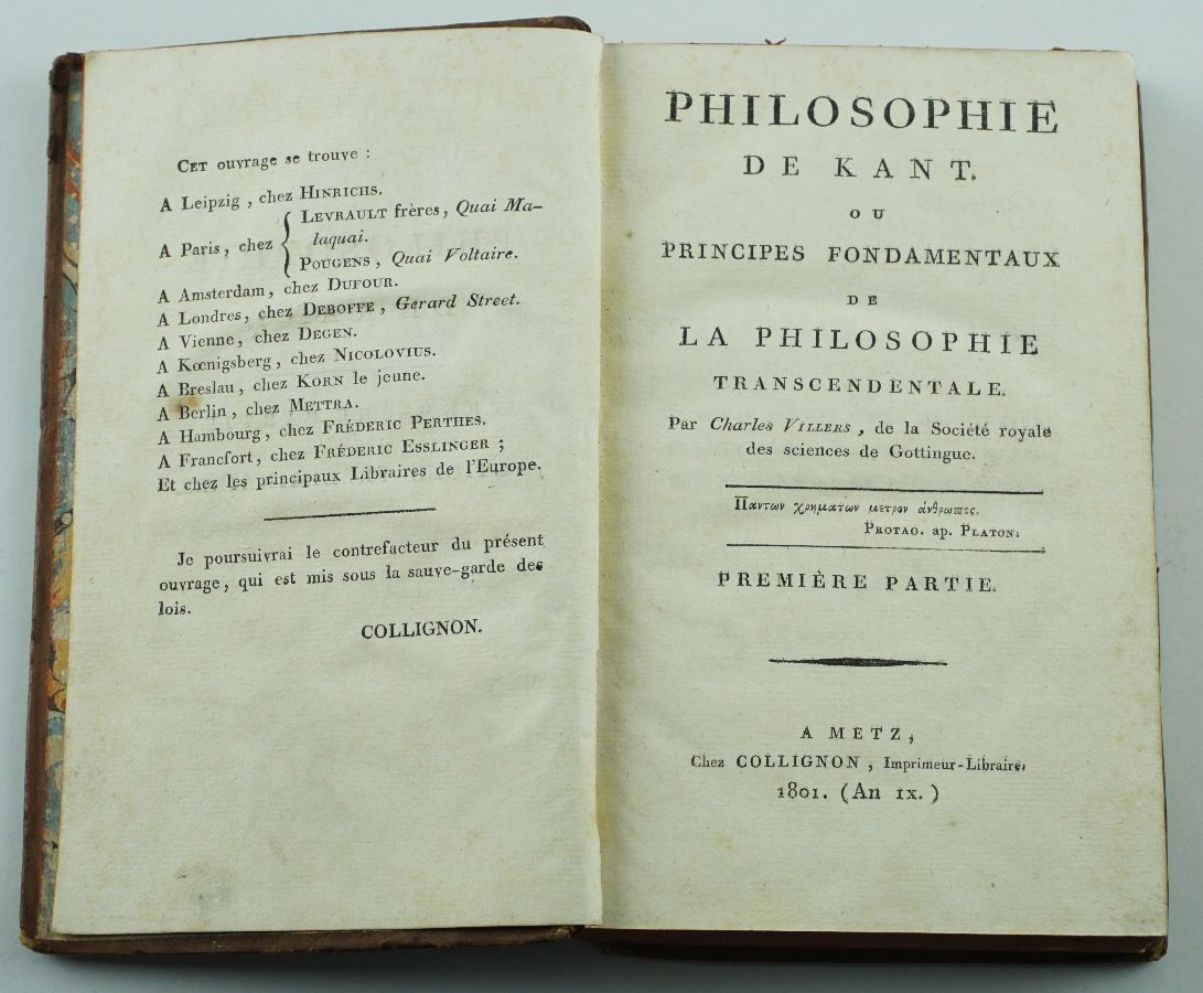 Kant – Rara obra em francês (1801)