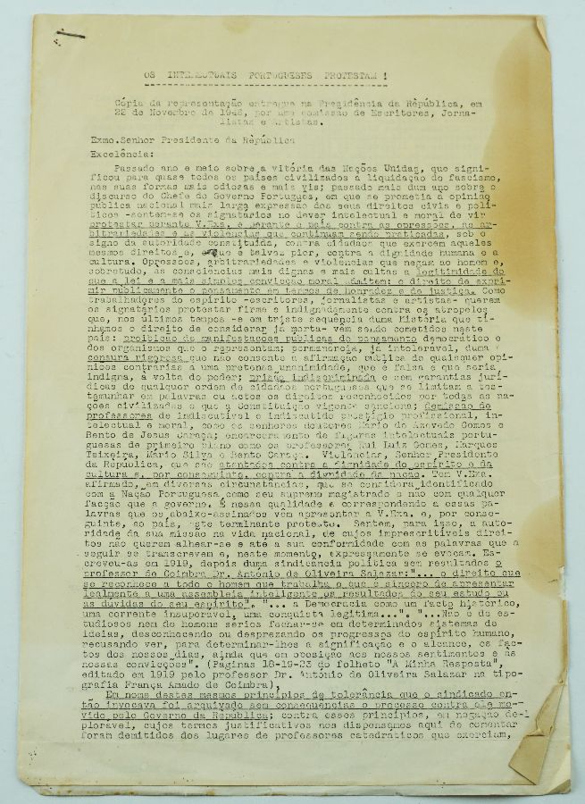 Os Intelectuais Portugueses protestam (1946)