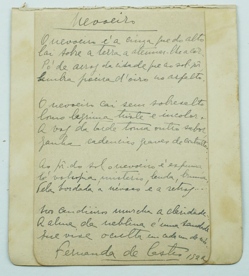 Fernanda de Castro – Poema Manuscrito