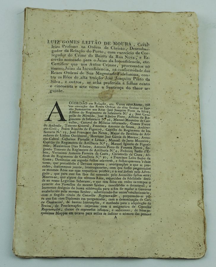 Gomes Freire de Andrade - Sentença Original (1817)