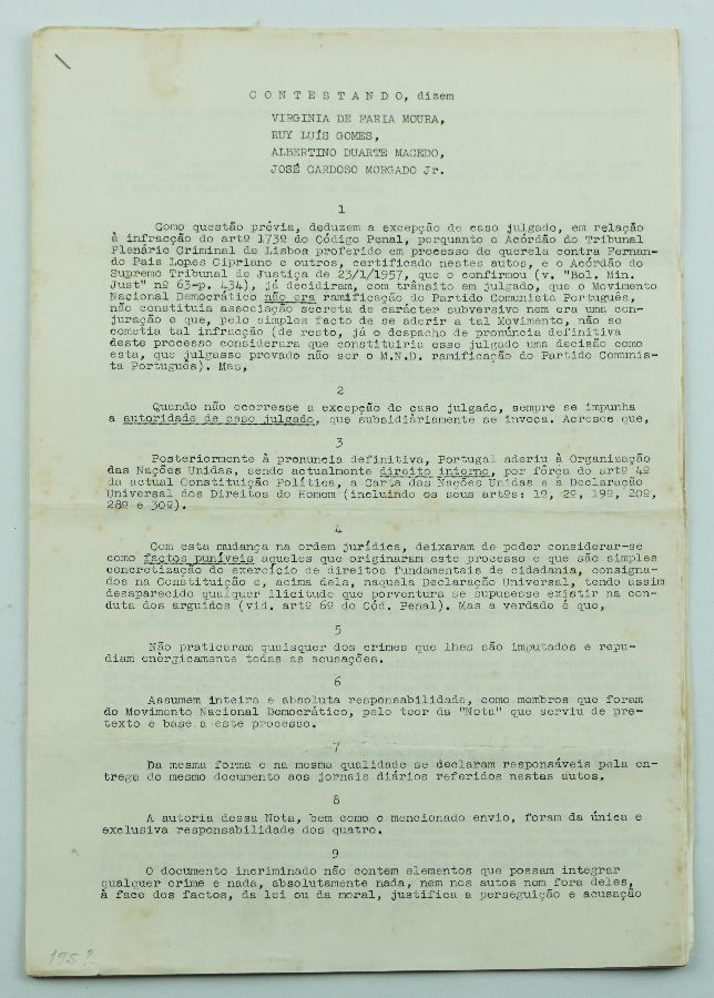 Julgamento dos dirigentes do Movimento Nacional Democrático em 1951
