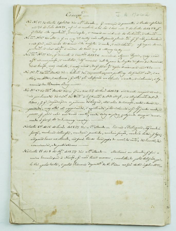Manuscrito sobre José Agostinho de Macedo