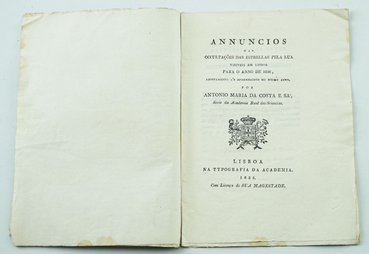 Annuncios das ocultações das estrellas pela Lua visíveis em Lisboa, 1835