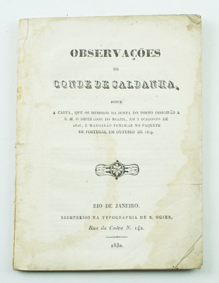 Rara publicação do general Saldanha impressa no Brasil (1830)