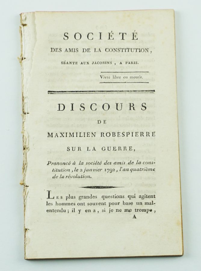 Robespierre – 1ª edição de um dos seus discursos (1792)